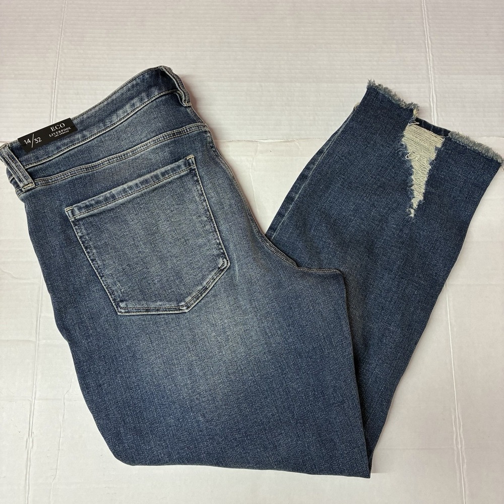 Liverpool Los Angeles Kennedy Crop Straight Jeans Blue Denim Size 14/32 NEW